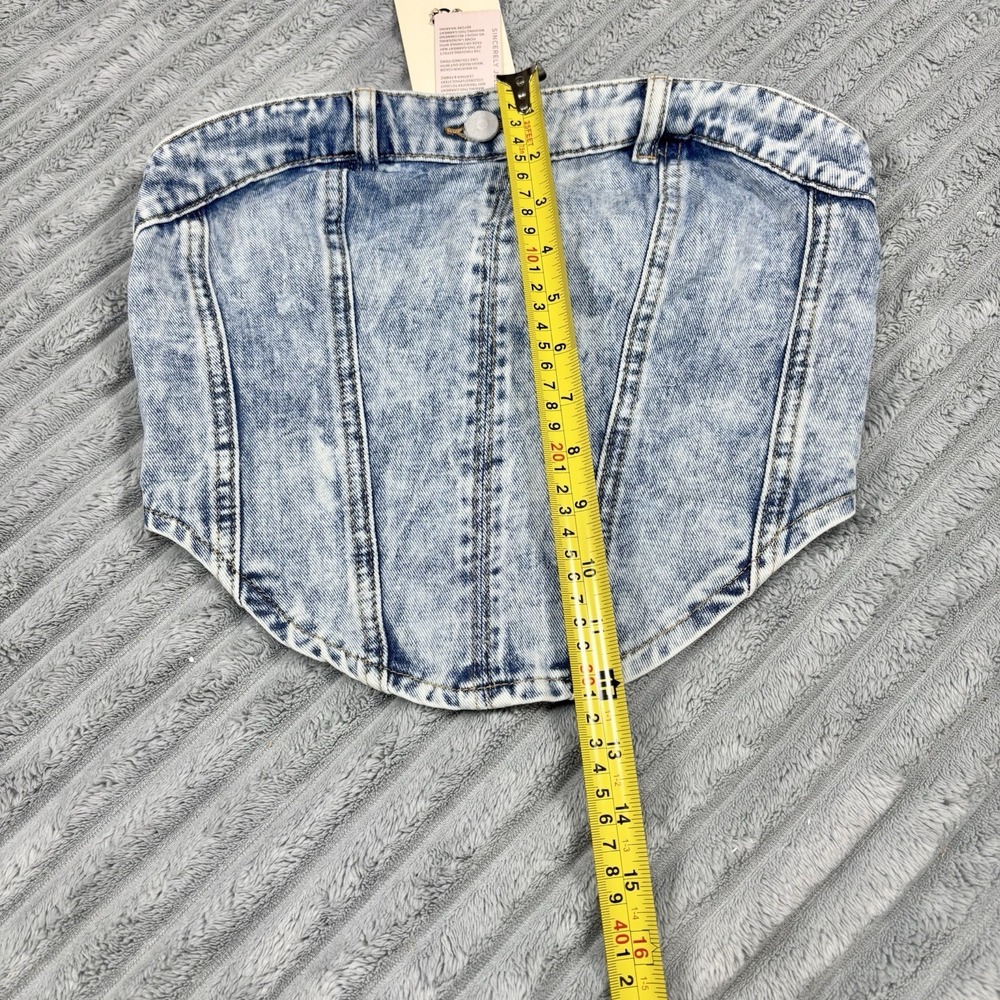 Sincerely Jules NWT Women's Sleeveless Acid Wash Denim Crop‎ Top - Picture 6 of 9